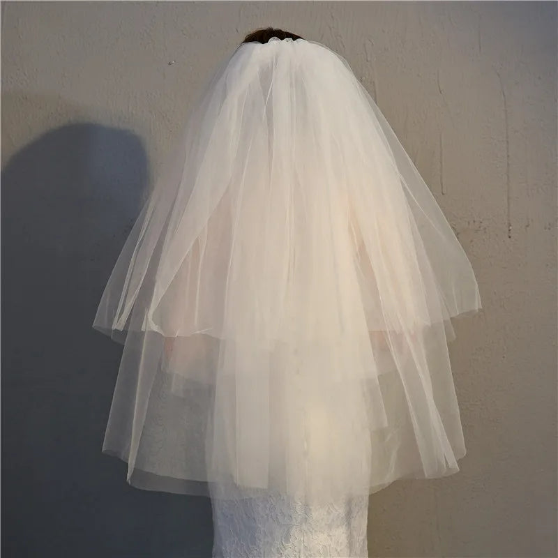 White or Ivory Two Layer Bridal Veil