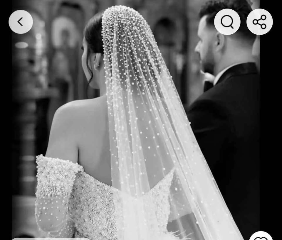 Pearl Detail Cathedral Veil - 118 inches