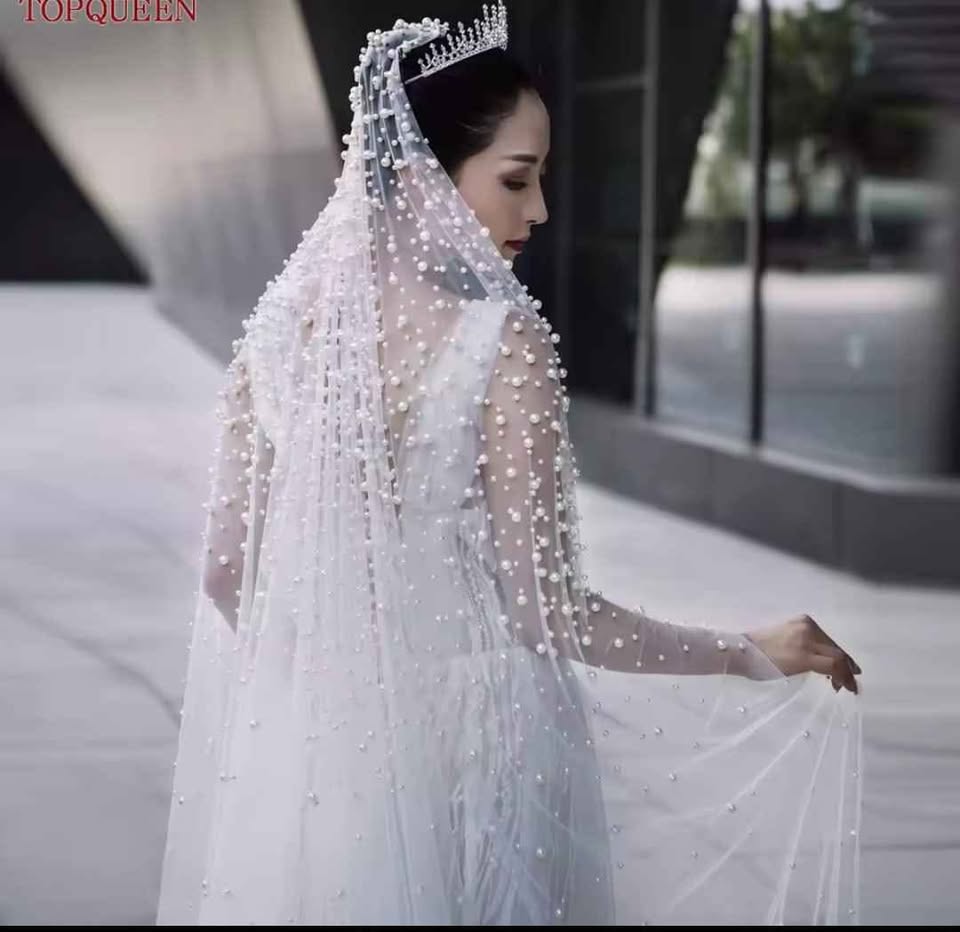 Pearl Detail Cathedral Veil - 118 inches
