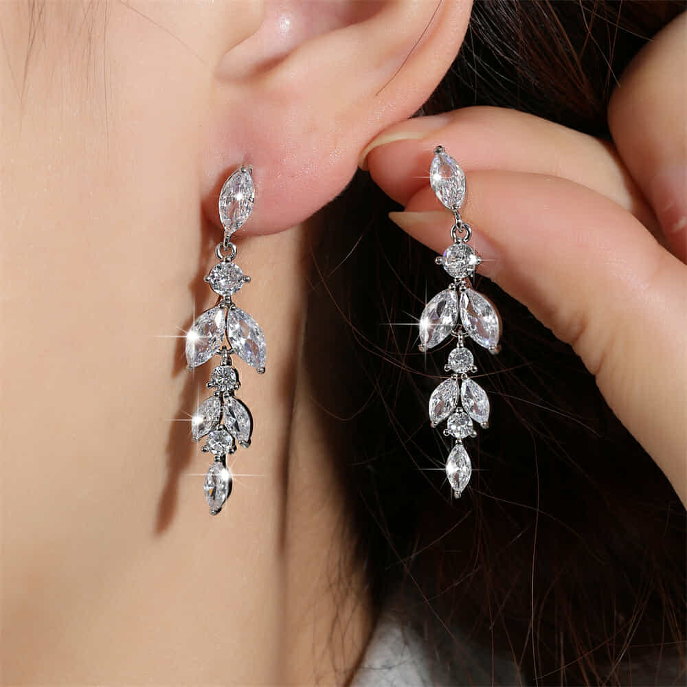 Cubic Zirconia Pierced Earrings and Bracelet Set