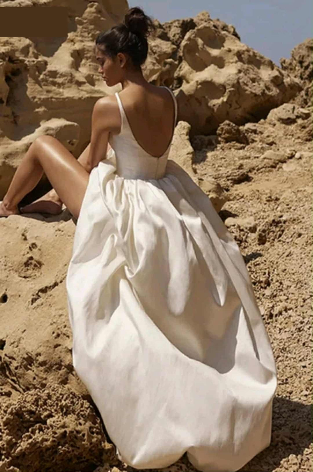 Sleeveless Satin Hi-Lo Wedding Dress