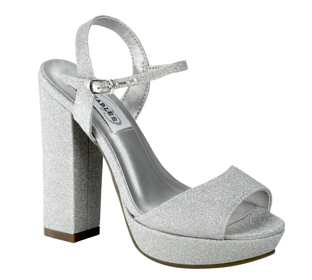Whitta Platform Dress Sandals - Silver Glitter, White Crepe, Nude Patent or Champagne Glitter