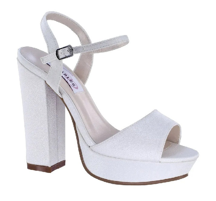 Whitta Platform Dress Sandals - Silver Glitter, White Crepe, Nude Patent or Champagne Glitter